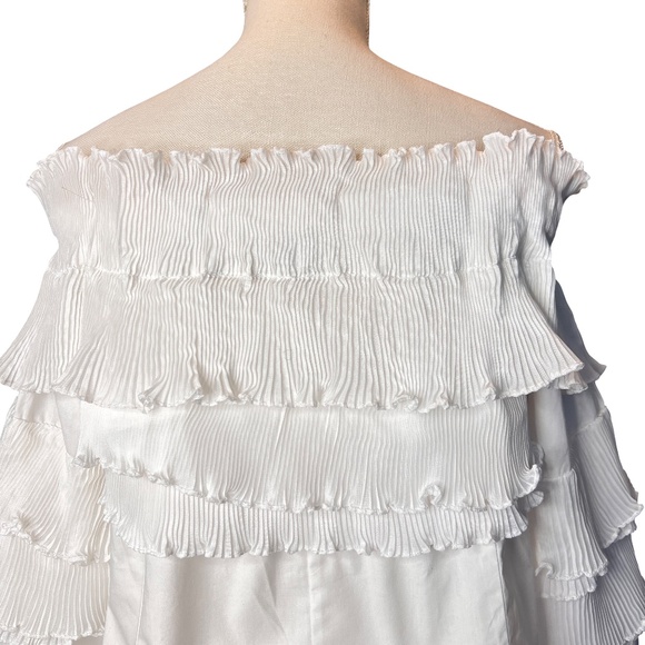 # A035  Nancy Romantic chic White Off Shoulder Layered Ruffle Dress  NEW  M - Picture 5 of 10